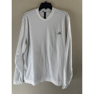 Adidas Long Sleeve Pullover Shirt White Terrycloth XL Oversized